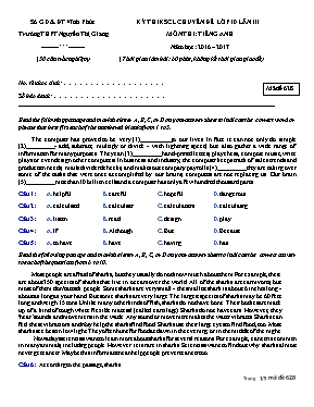 Đề thi khảo sát chất lượng chuyên đề lần III môn Tiếng Anh Lớp 10 - Mã đề 132 - Năm học 2016-2017 - Trường THPT Nguyễn Thị Giang